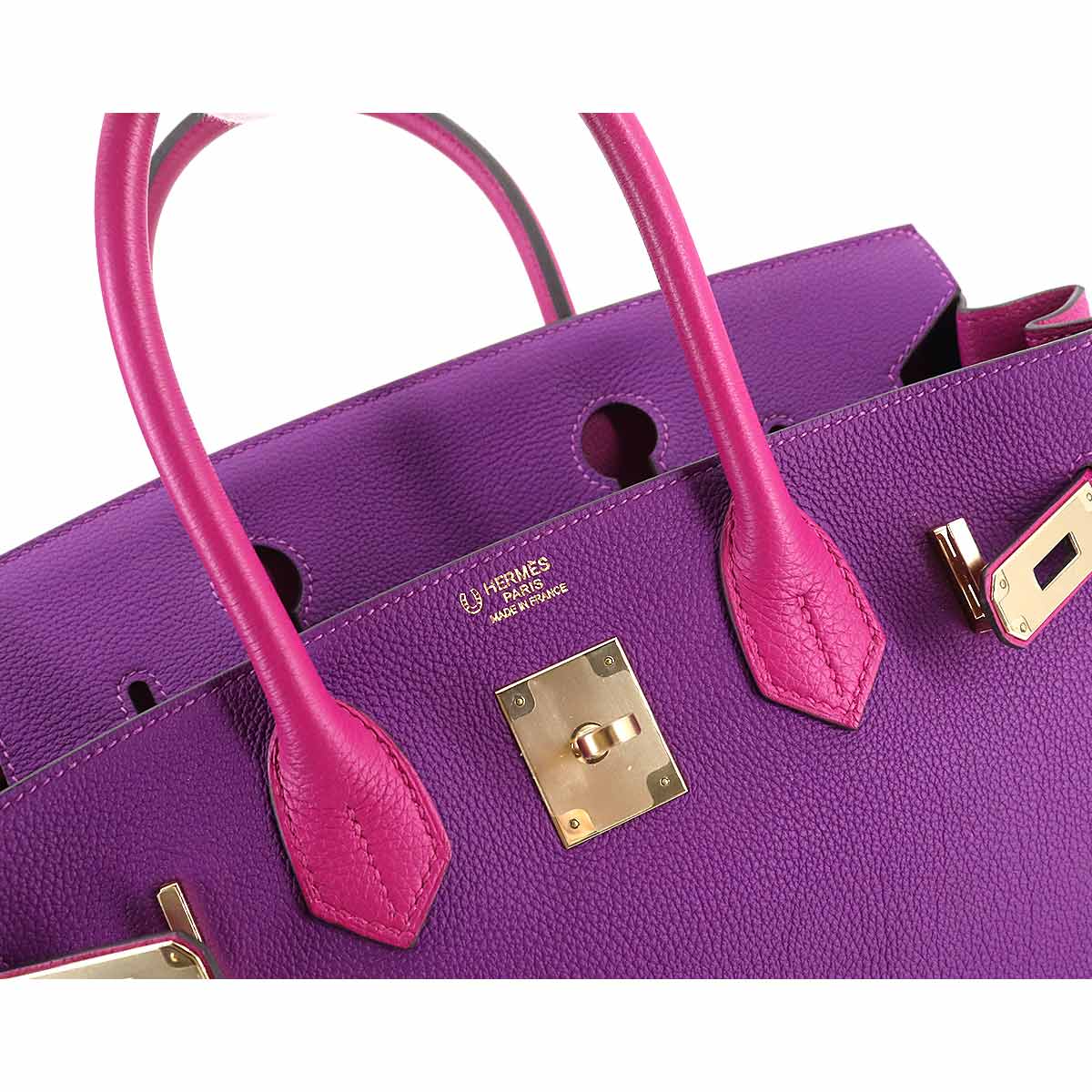 SPO Birkin 30 Hand Bag Togo Anemone Rose Purple Purse C