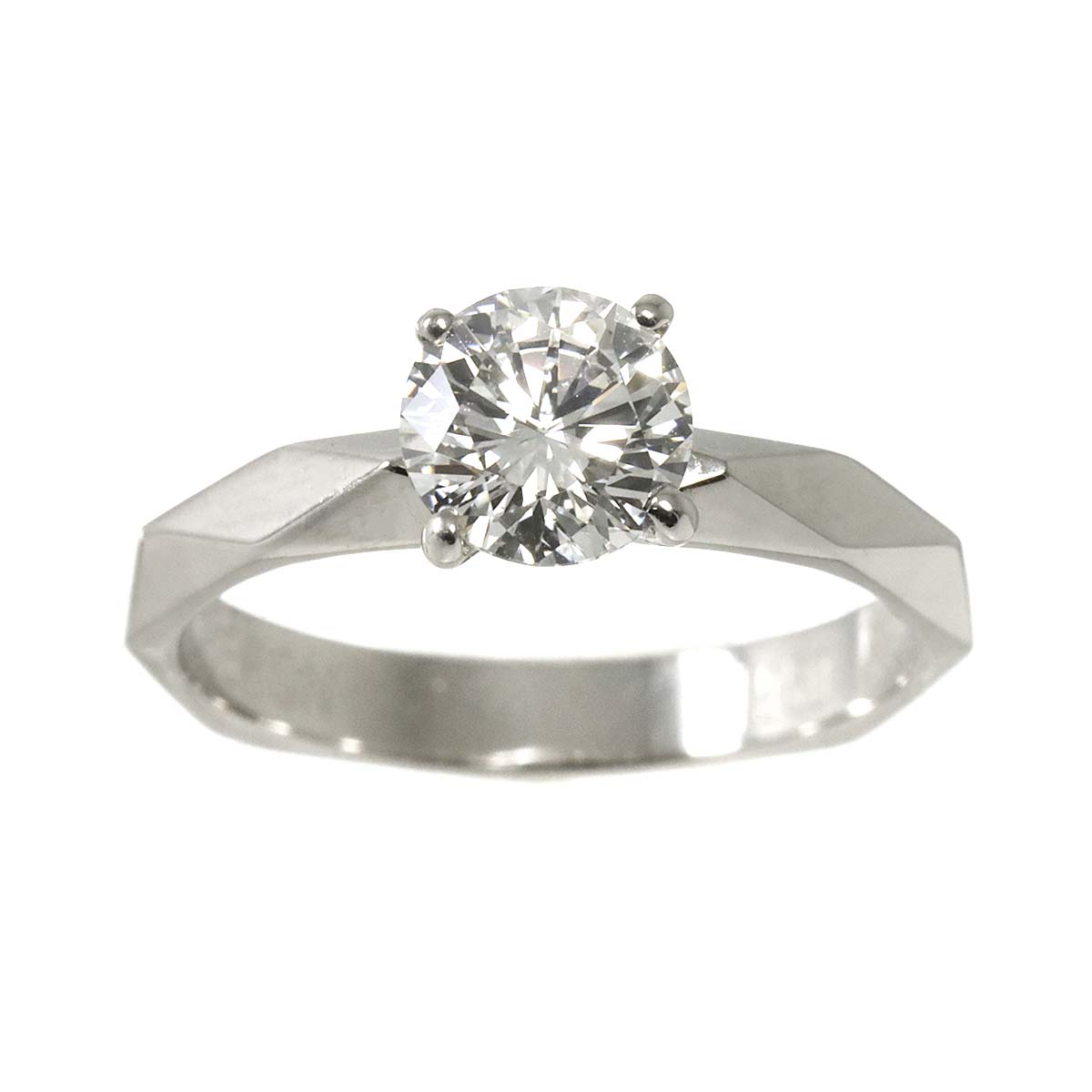 BOUCHERON Facet Diamond 0.76ct F/VVS2 Ring Platinum Size4(US)