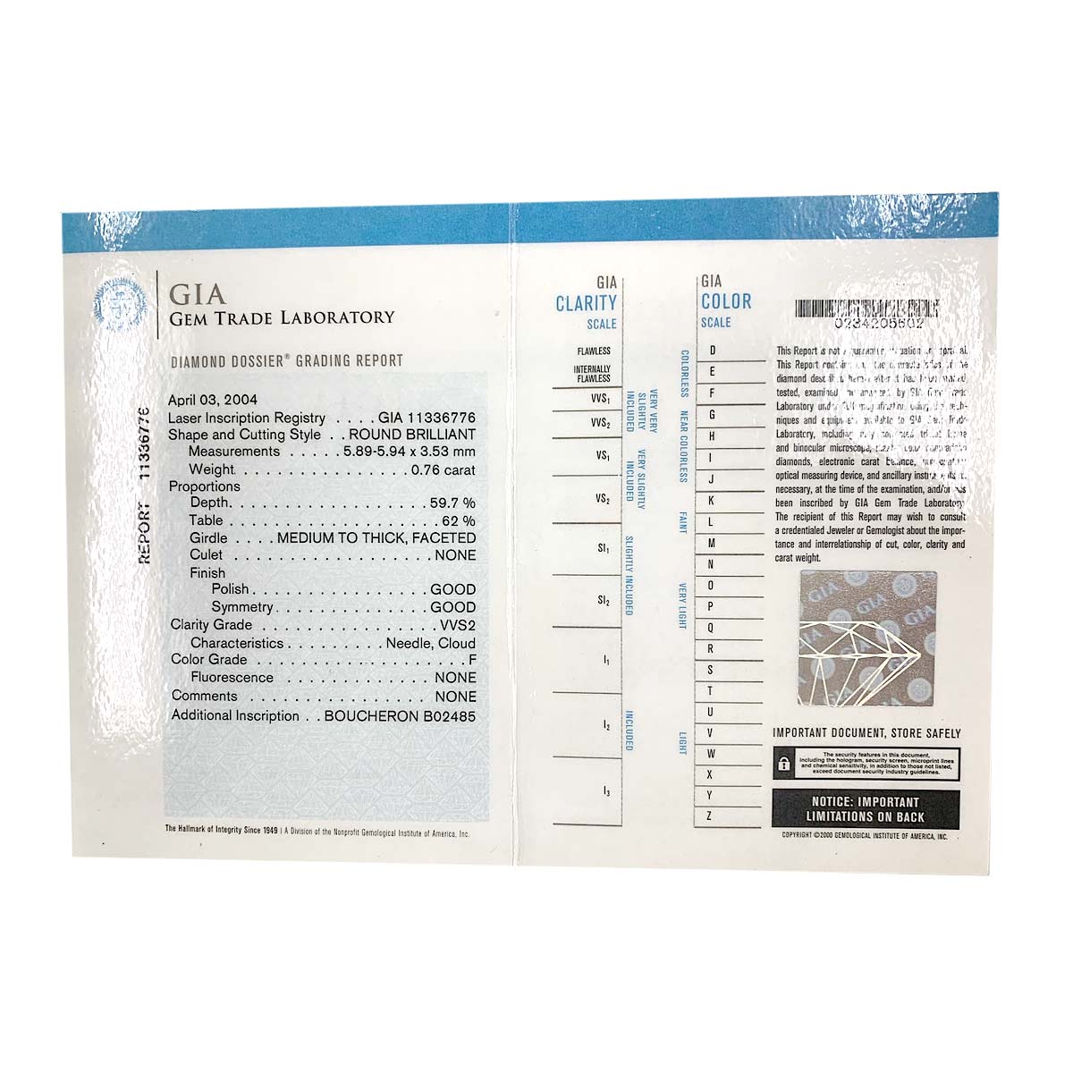 BOUCHERON Facet Diamond 0.76ct F/VVS2 Ring Platinum Size4(US)