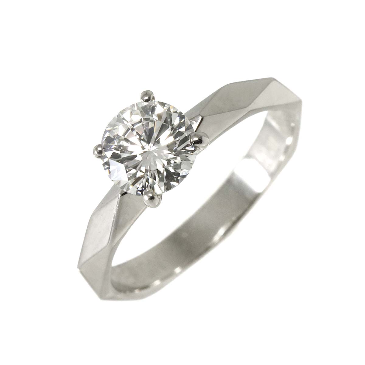 BOUCHERON Facet Diamond 0.76ct F/VVS2 Ring Platinum Size4(US)