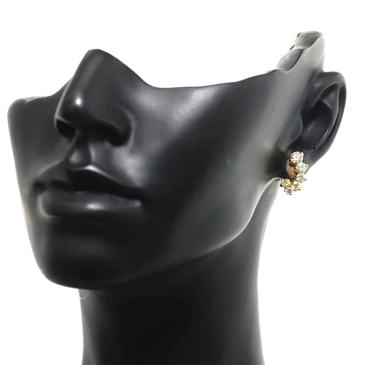 Diamond Earrings Clip on 18K YG Yellow Gold 750