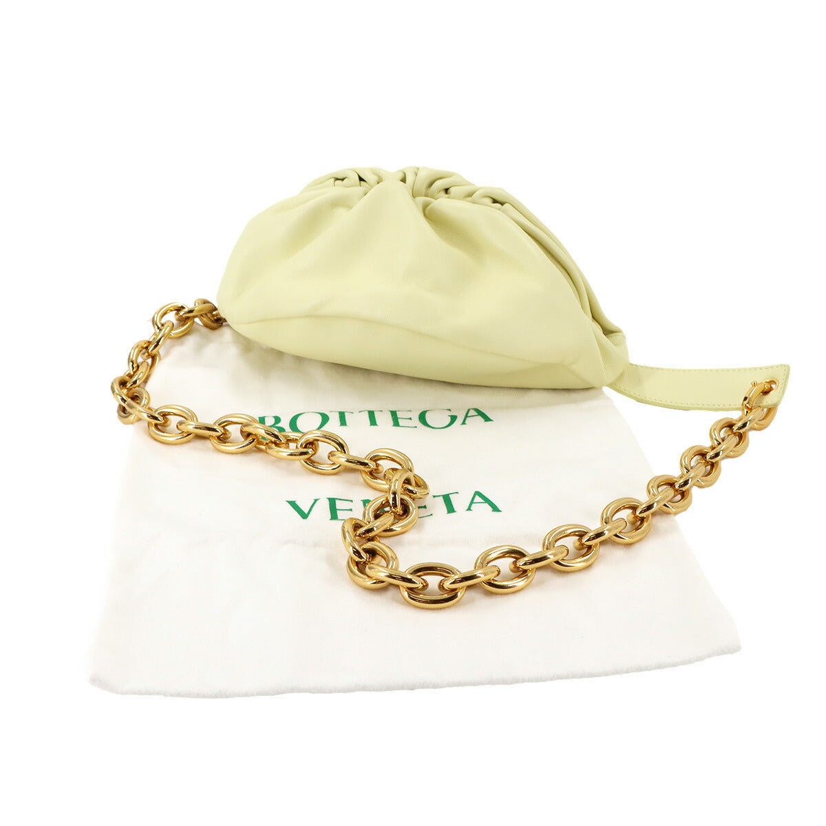 The Chain Pouch Body Bag Leather Yellow 651445