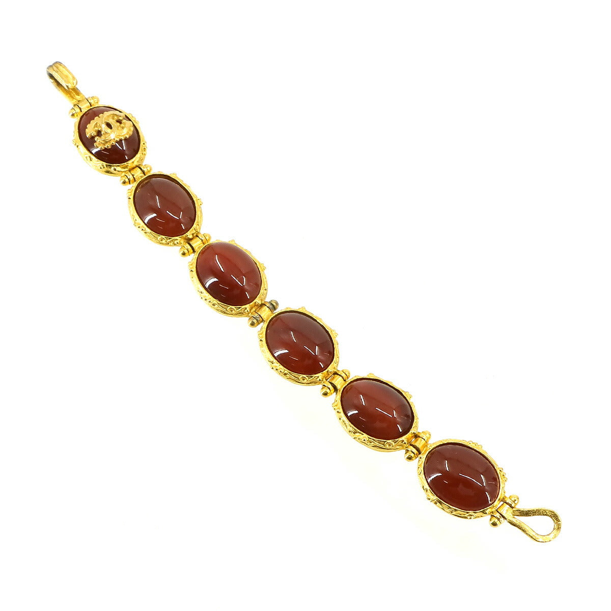 Color Stone Bracelet Red Gold 96A Vintage Accessory