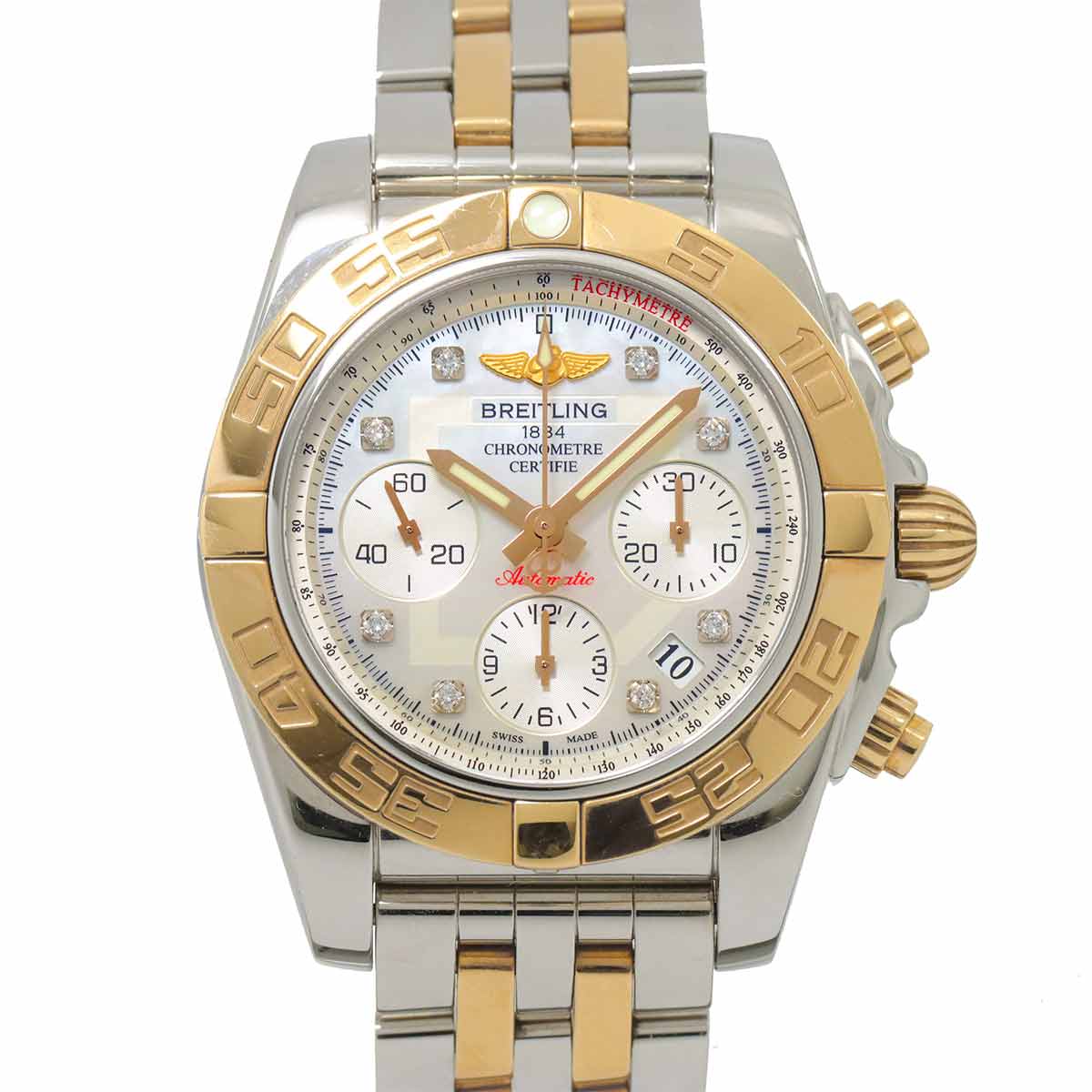 Chronomat 41 CB0140 8P Diamond PG Date White Shell Dial