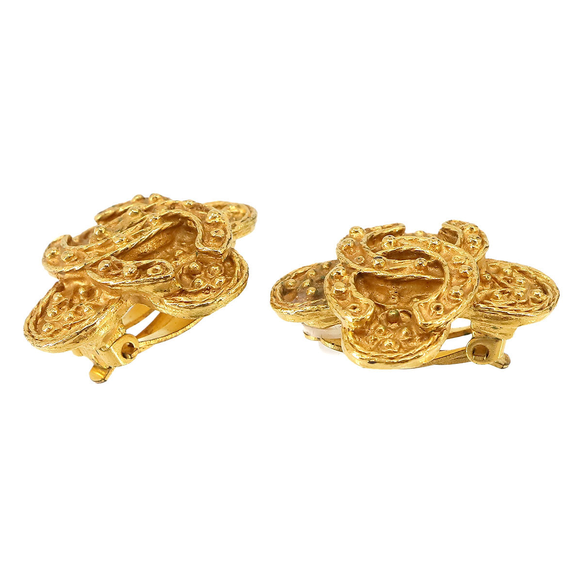Coco Logos Earrings Gold 94A Accessory Vintage
