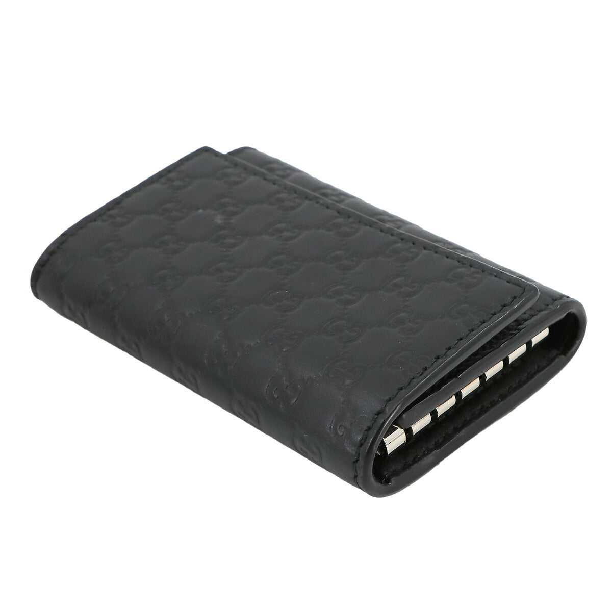 Micro Guccissima Key Holder Case Leather Black 150402