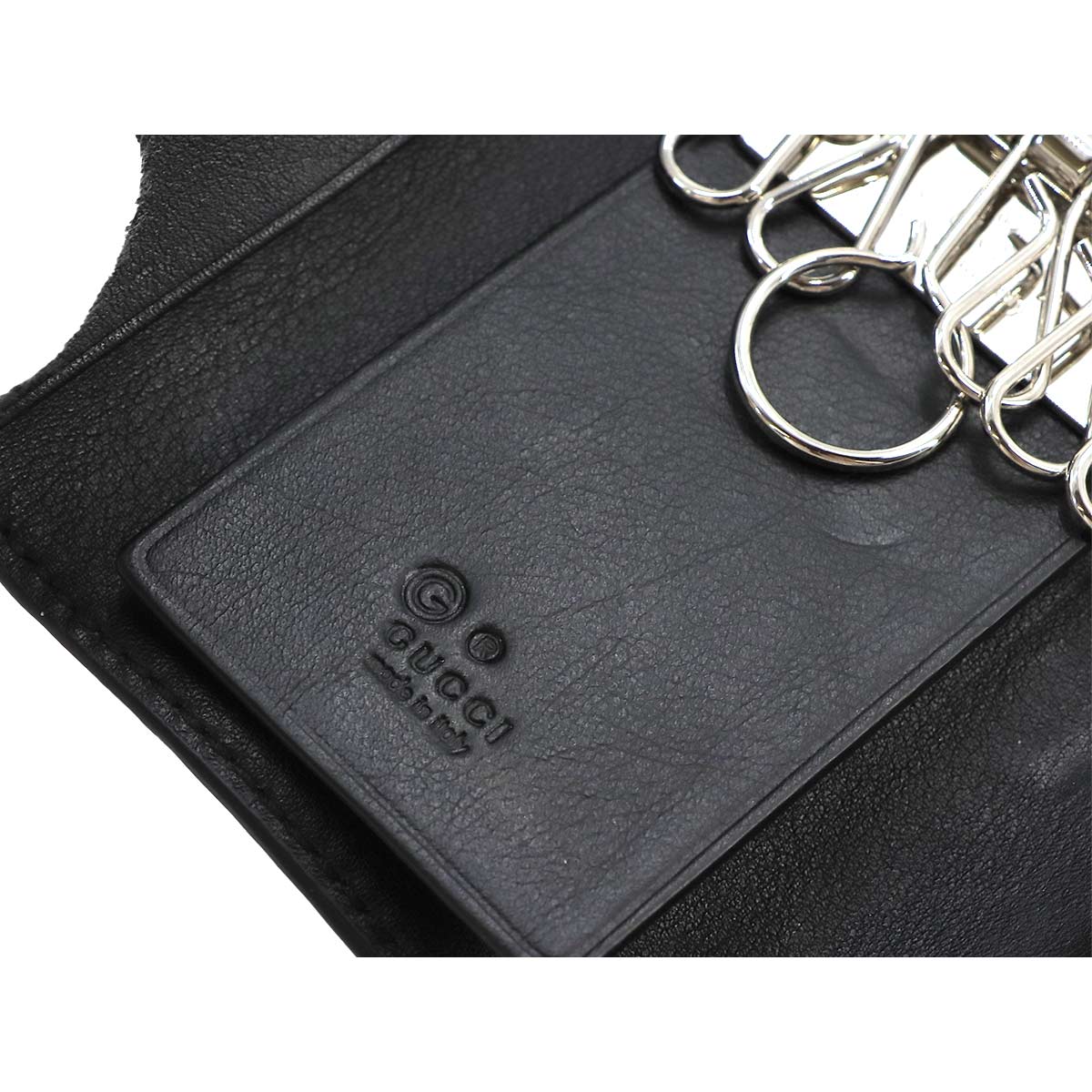 Micro Guccissima Key Holder Case Leather Black 150402
