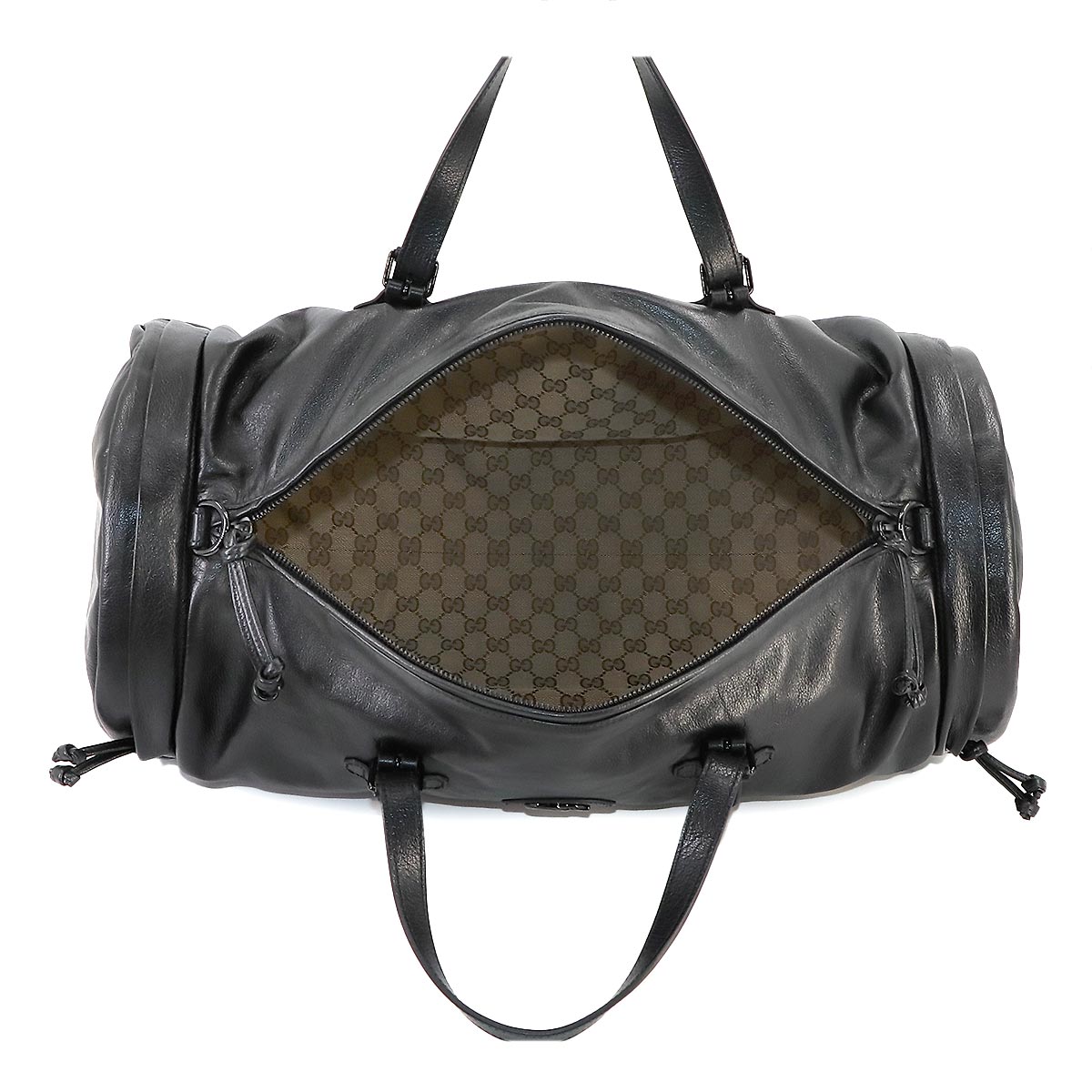 Ophidia Duffel Shoulder Bag Leather Black 725699 Purse