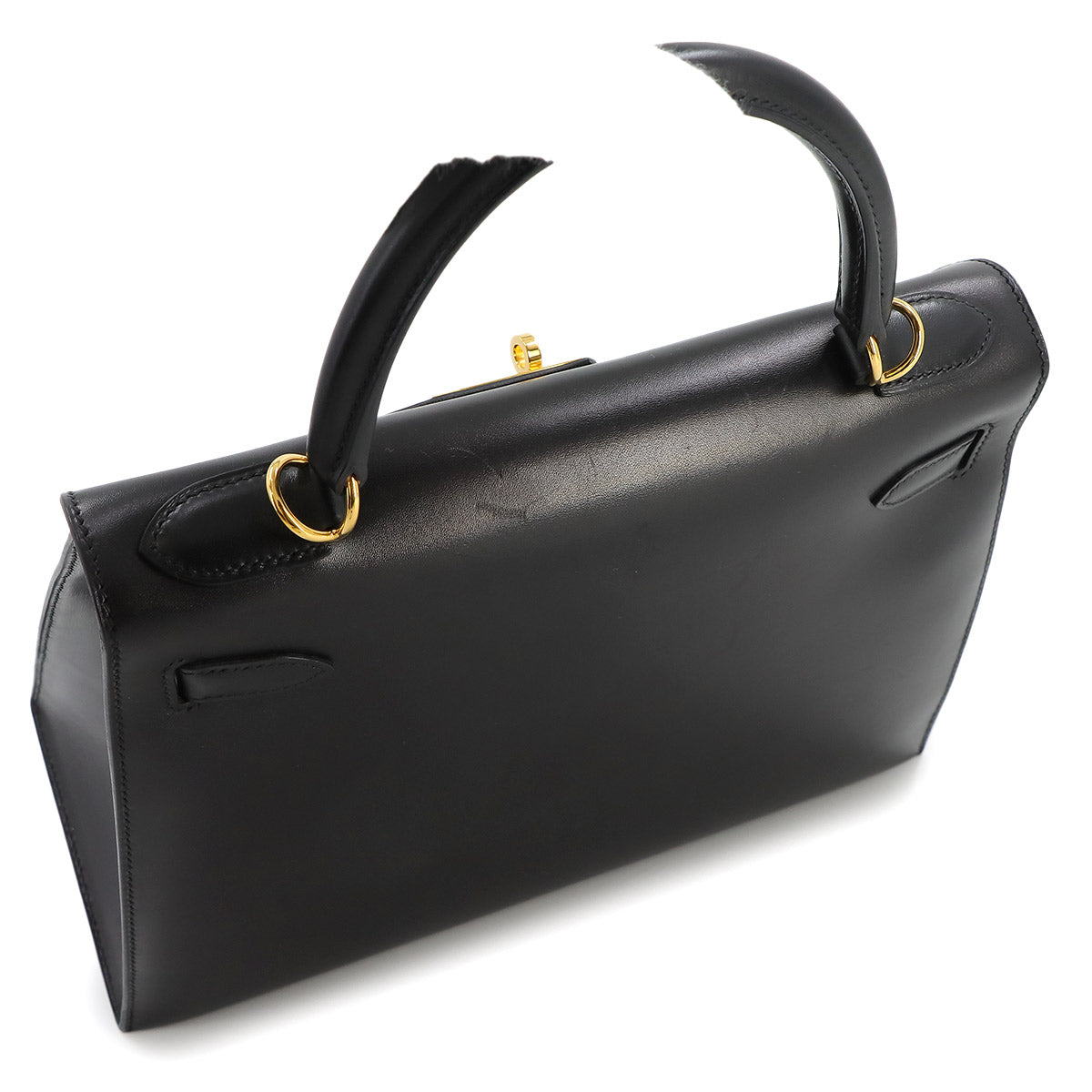 Kelly 28 2way Hand Shoulder Bag Box Calf Leather Black Purse 90236024