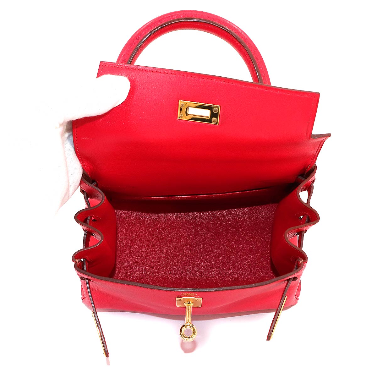 Mini Kelly 2way Hand Shoulder Bag Veau Gulliver Red Purse