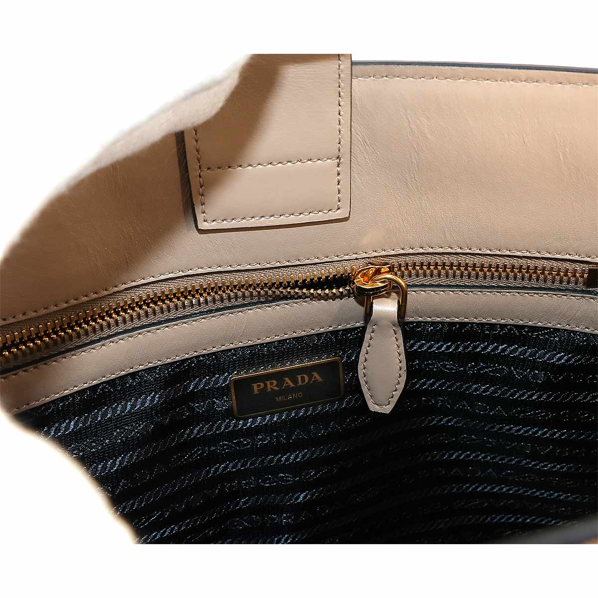 Saffiano 2way Hand Shoulder Bag Leather Beige 1BA227 Purse 90236682