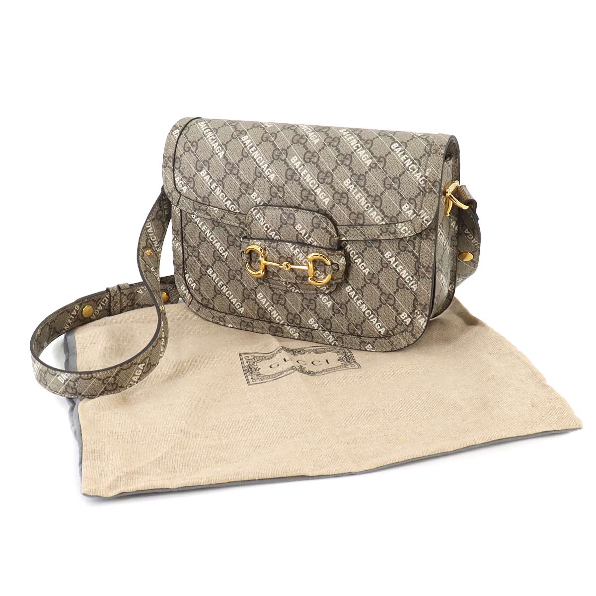BALENCIAGA Hacker Horsebit 1955 Shoulder Bag GG Supreme 602204