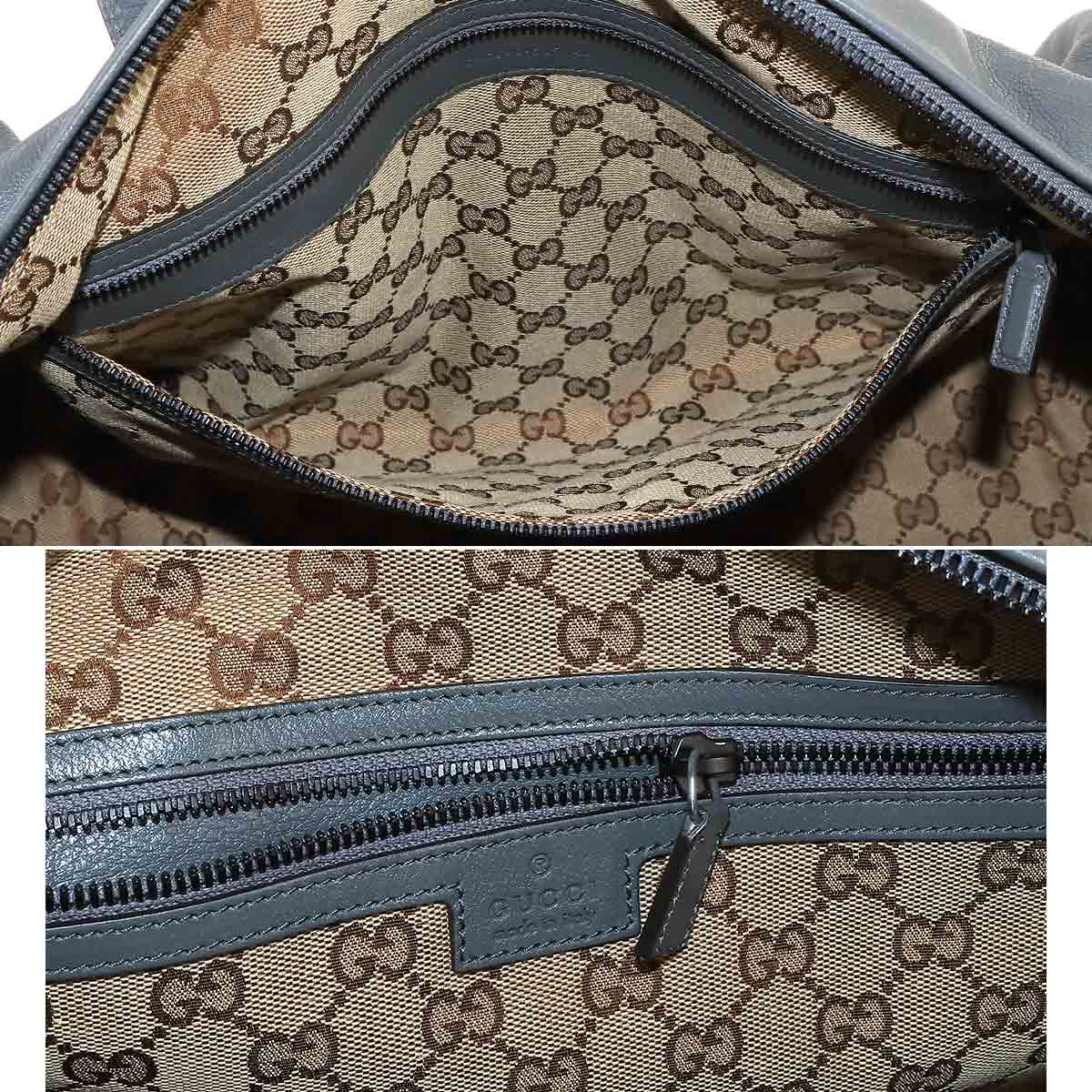 Ophidia Duffel Shoulder Bag Leather Gray 725699 Purse 90239005