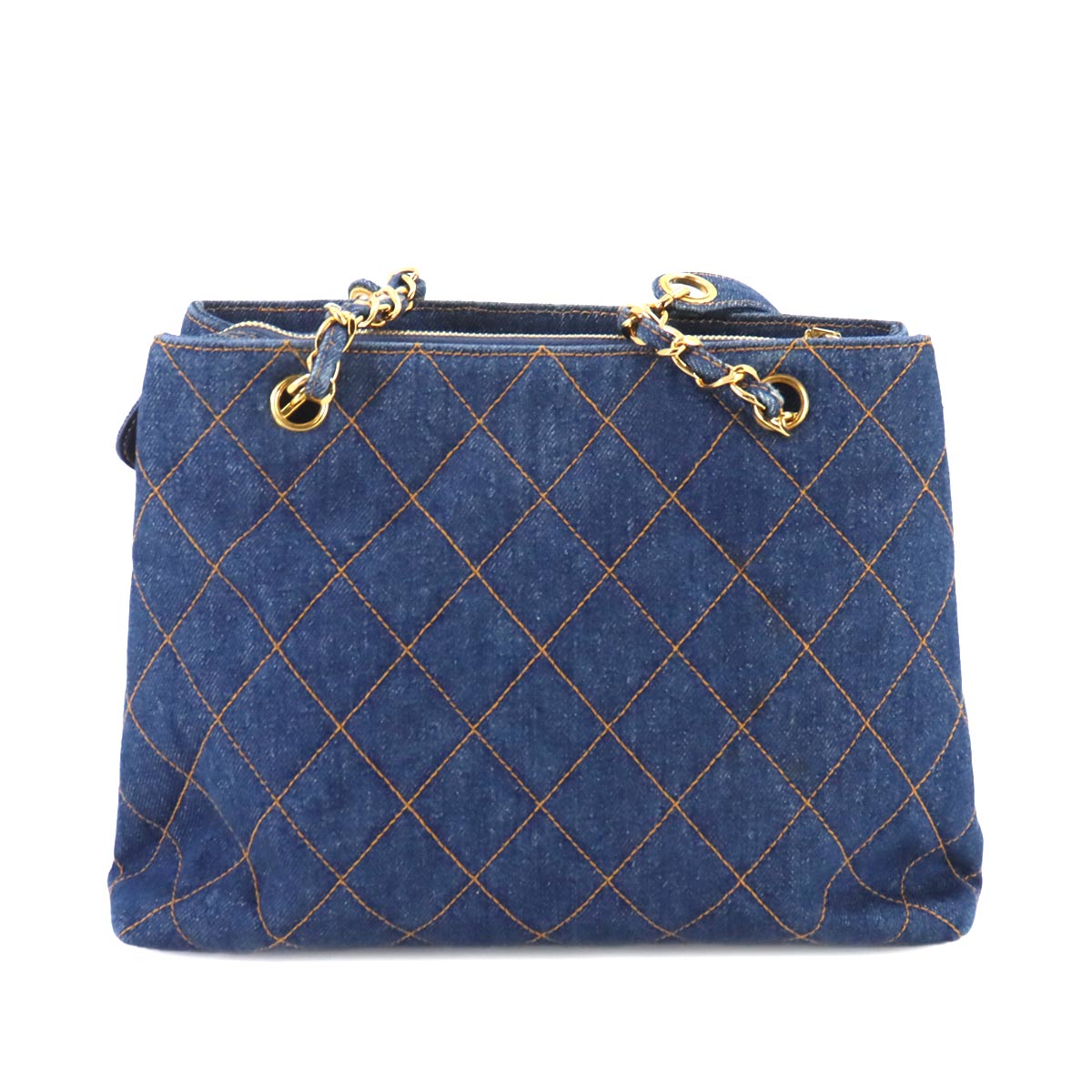 Matelasse Chain Shoulder Bag Denim Blue Vintege