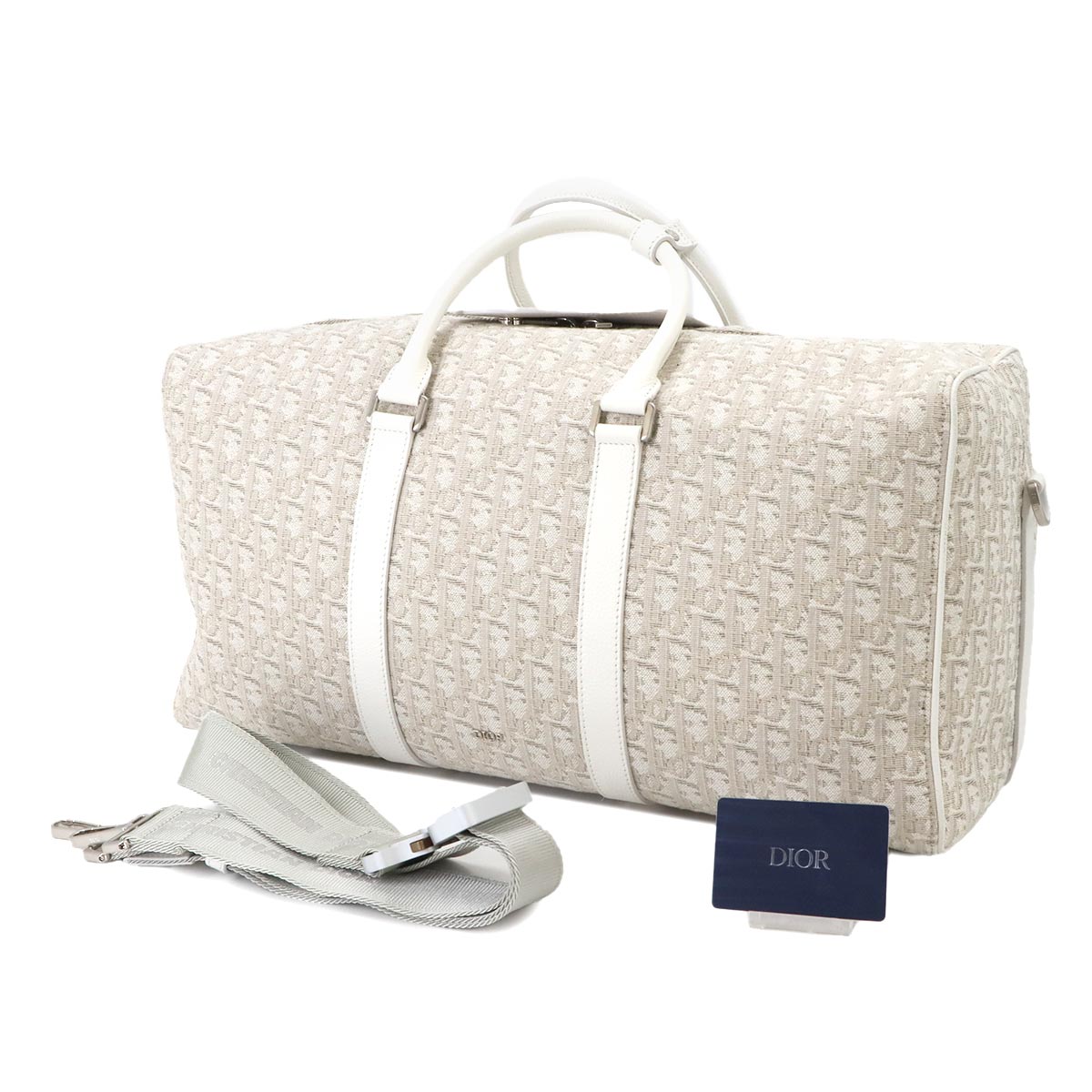 Oblique 2way Boston Shoulder Bag Canvas Leather