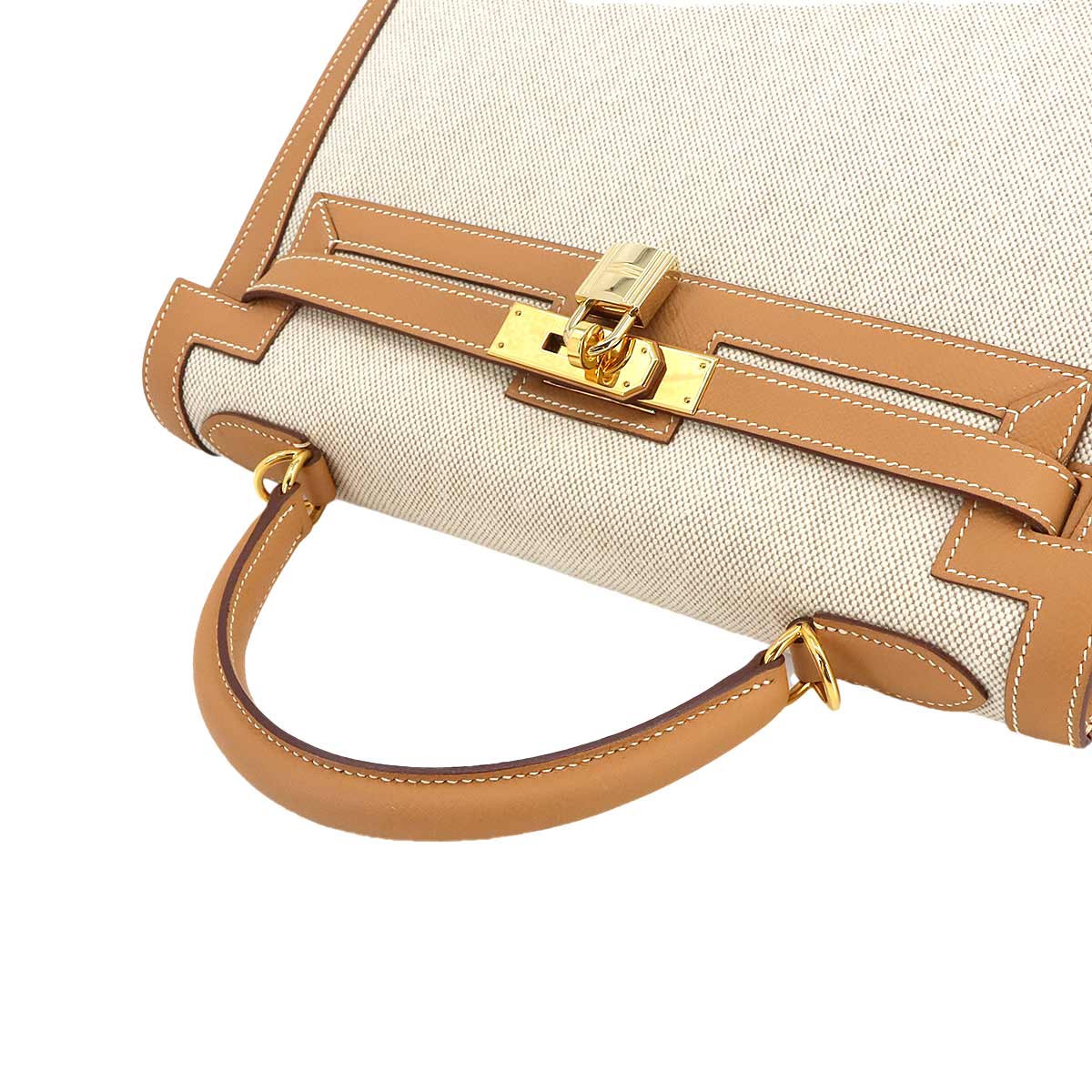 Kelly 32 2way Hand Shoulder Bag Toile H Couchevel Natural Purse 90242088