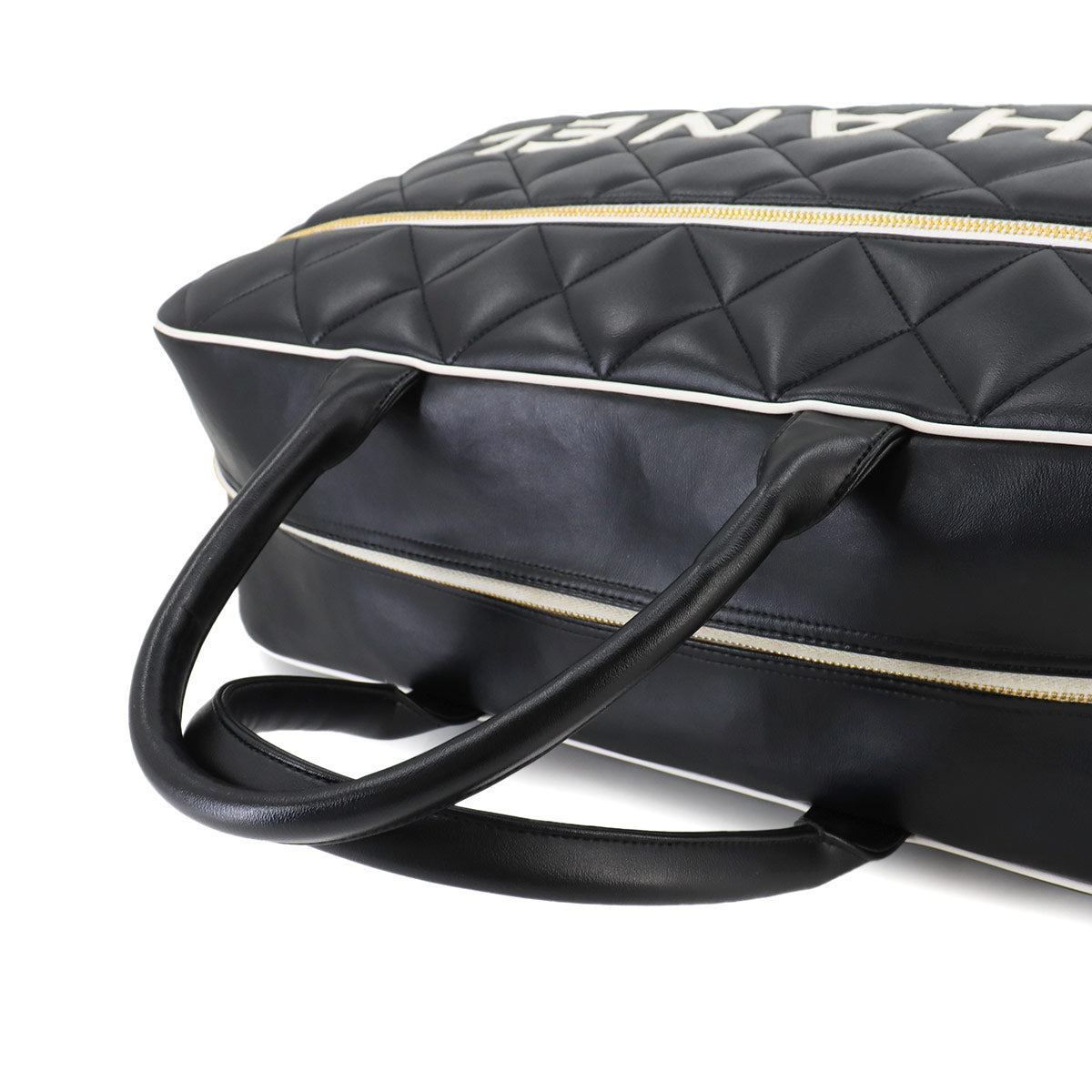 Matelasse Boston Bag Leather Black A05943 Vintage Bowling