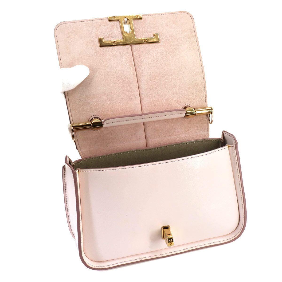 Timeless 2way Hand Shoulder Bag Leather Pink Purse
