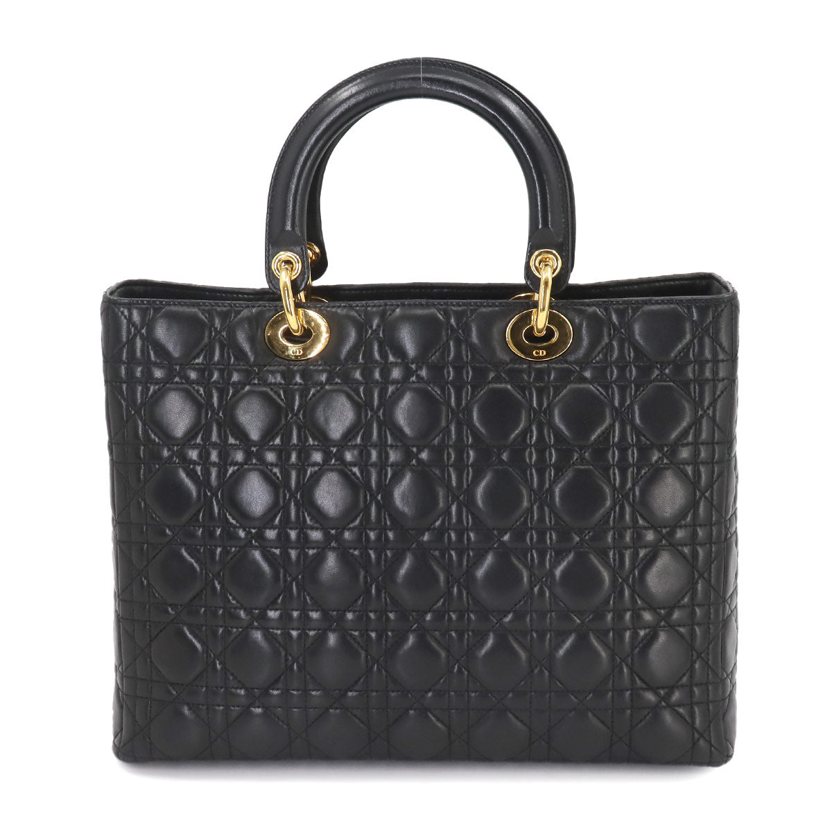 Lady Dior Large 2way Hand Shoulder Bag Leather Black