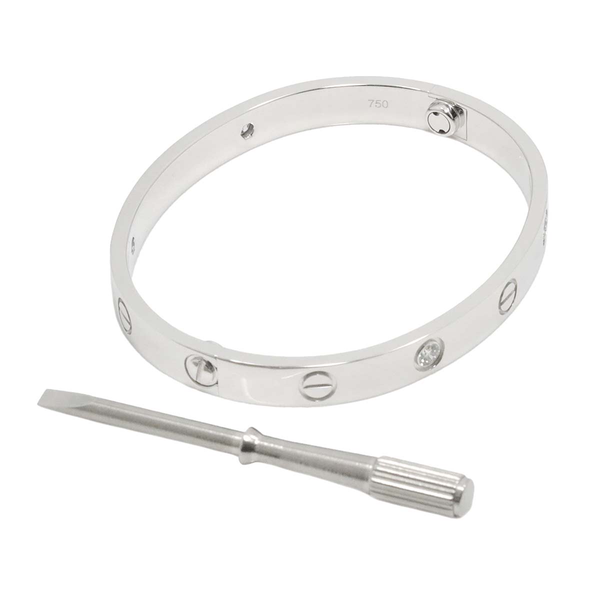 Love Bracelet Diamond 4P Bangle 18K WG 750 Size16 90244219