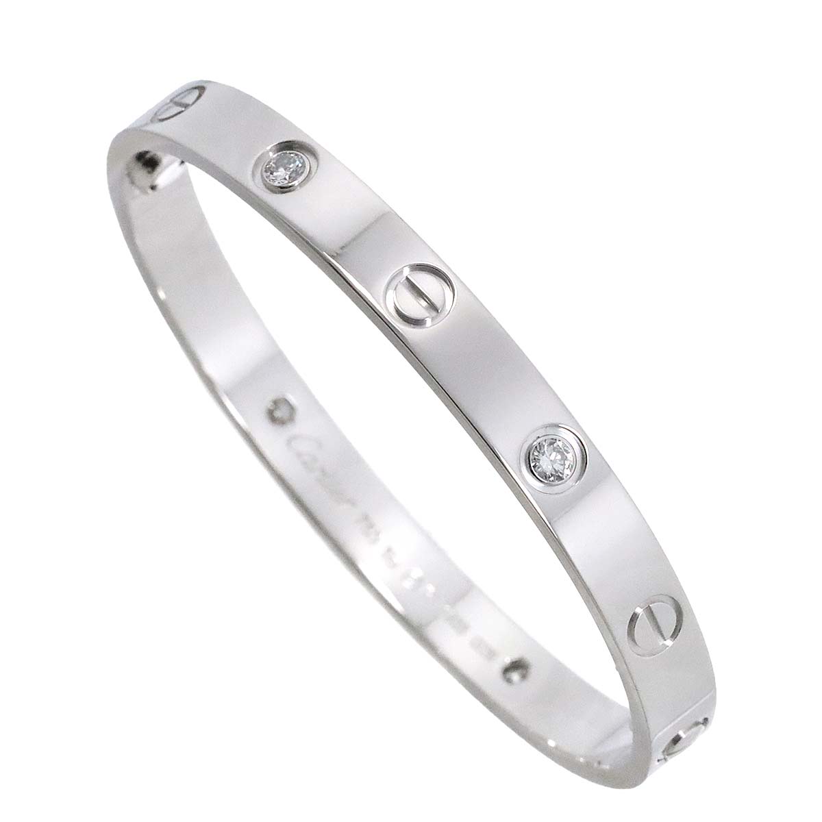 Love Bracelet Diamond 4P Bangle 18K WG 750 Size16 90244219