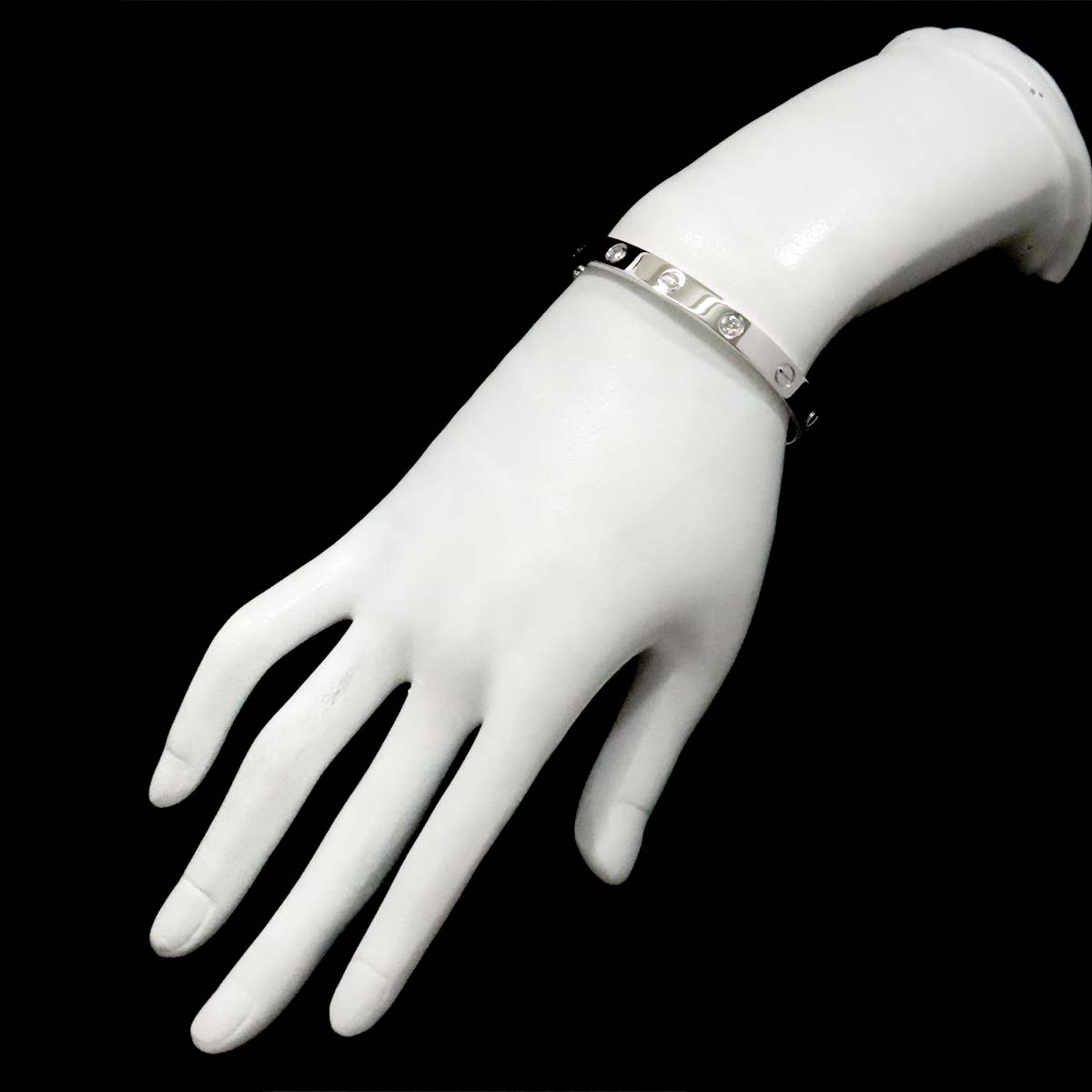 Love Bracelet Diamond 4P Bangle 18K WG 750 Size16 90244219