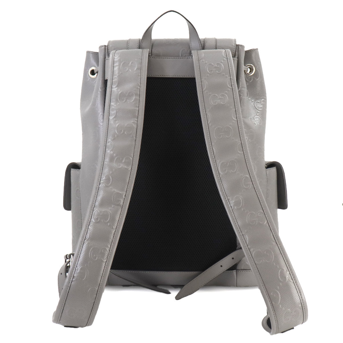 GG Embossed Backpack Leather Grey 625770 Purse