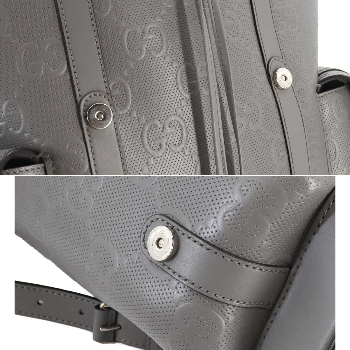 GG Embossed Backpack Leather Grey 625770 Purse