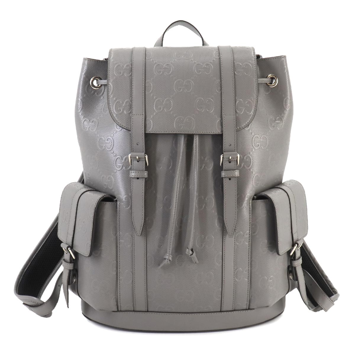 GG Embossed Backpack Leather Grey 625770 Purse