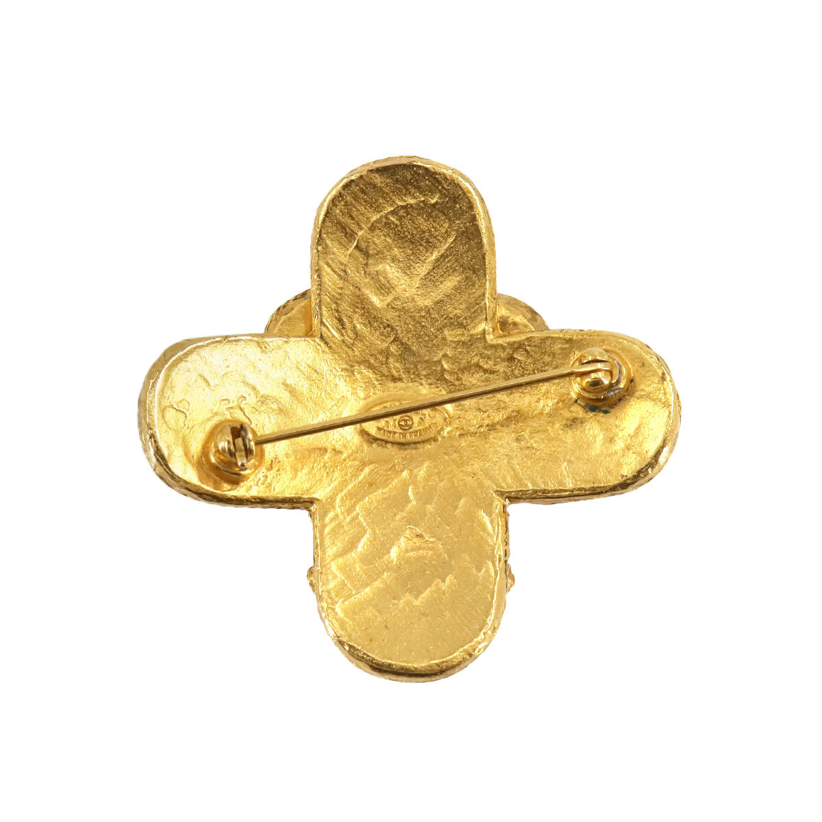 Triple Coco Logos Brooch Gold Accessory 94A Vintage