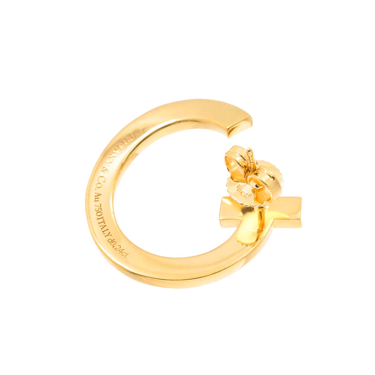 T ONE Diamond Earring Pierced 18K YG One Piece only