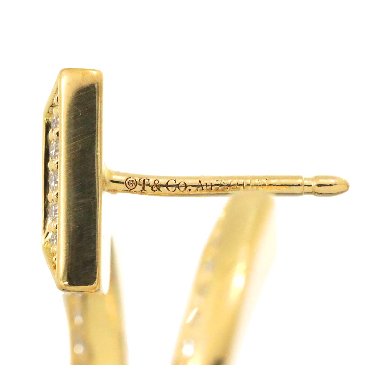 T ONE Diamond Earring Pierced 18K YG One Piece only