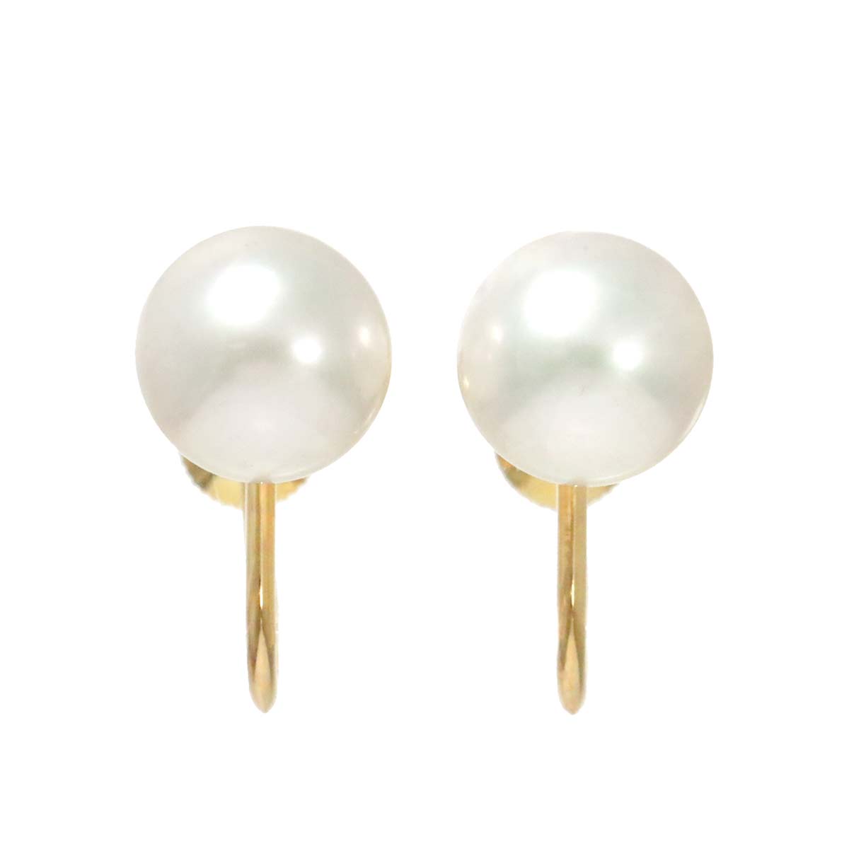 MIKIMOTO Akoya Pearl 8.8mm Earrings 18K Yellow Gold 750