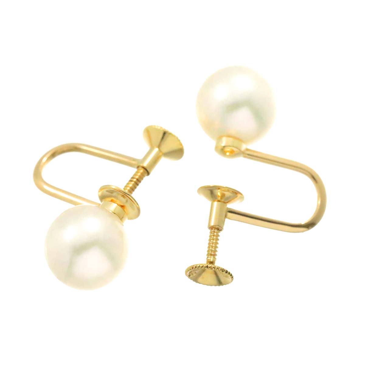 MIKIMOTO Akoya Pearl 8.8mm Earrings 18K Yellow Gold 750
