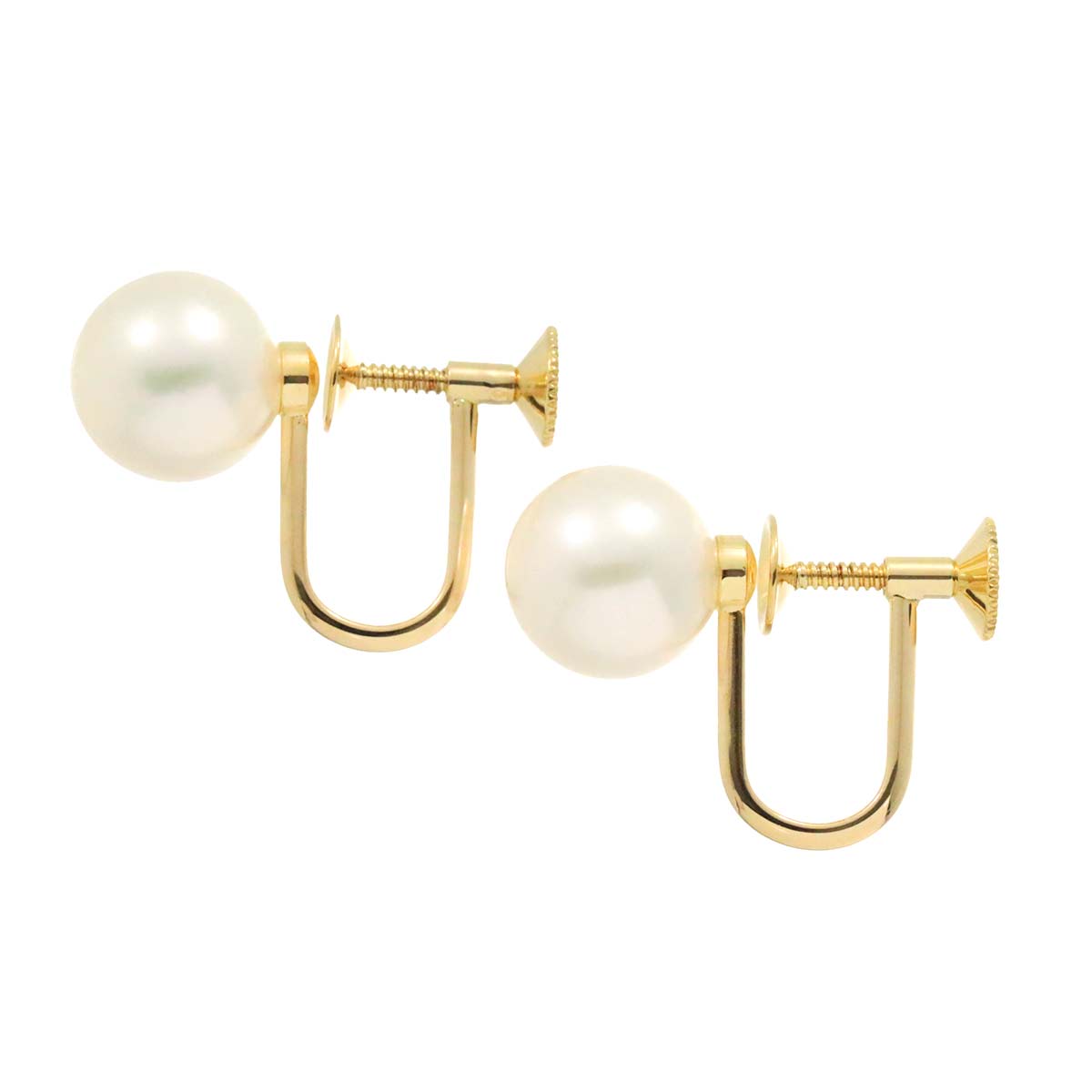 MIKIMOTO Akoya Pearl 8.8mm Earrings 18K Yellow Gold 750