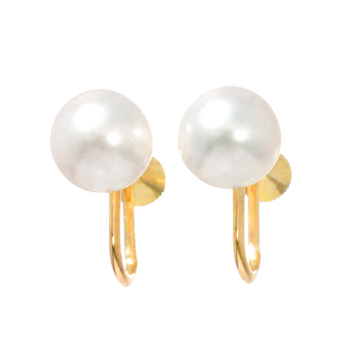 MIKIMOTO Akoya Pearl 8.8mm Earrings 18K Yellow Gold 750