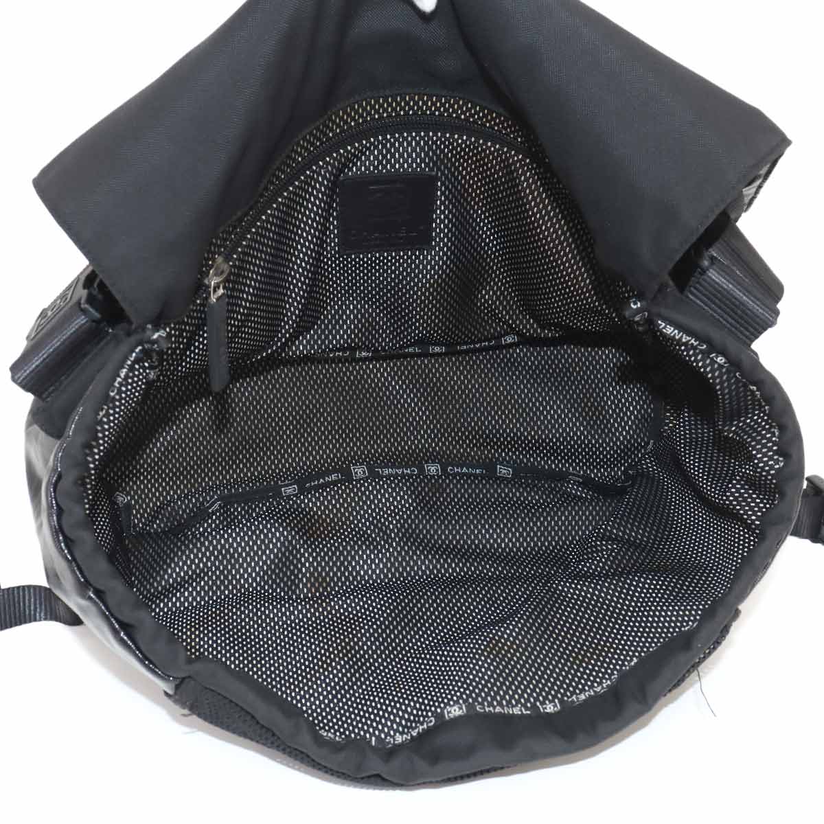 Sports Line Shoulder Bag PVC Nylon Black Coco Logos Purse