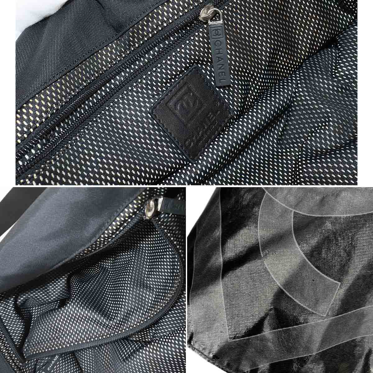 Sports Line Shoulder Bag PVC Nylon Black Coco Logos Purse