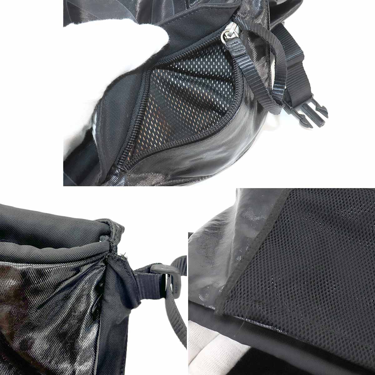 Sports Line Shoulder Bag PVC Nylon Black Coco Logos Purse