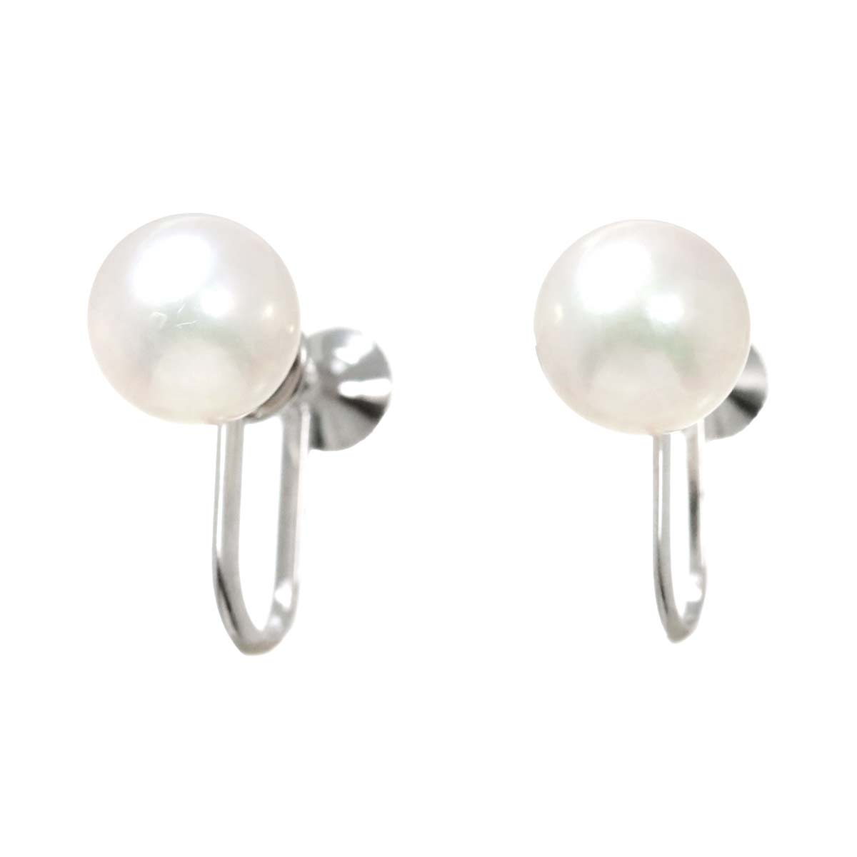 MIKIMOTO Akoya Pearl 7.7mm Earrings 14K White Gold 585