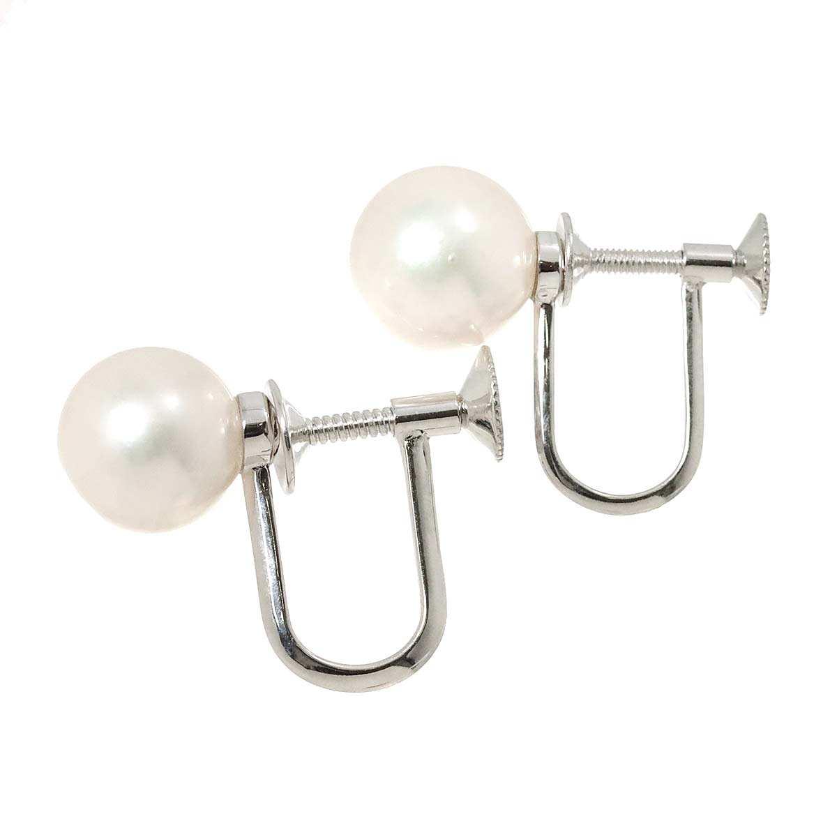 MIKIMOTO Akoya Pearl 7.7mm Earrings 14K White Gold 585