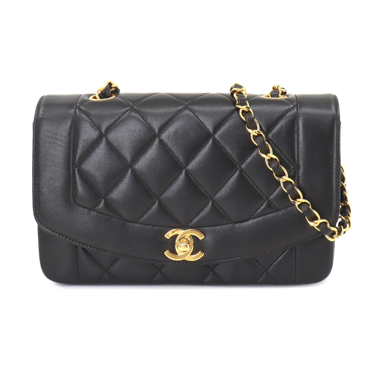Diana Matelasse 22 Chain Shoulder Bag Leather A01164 Vintage