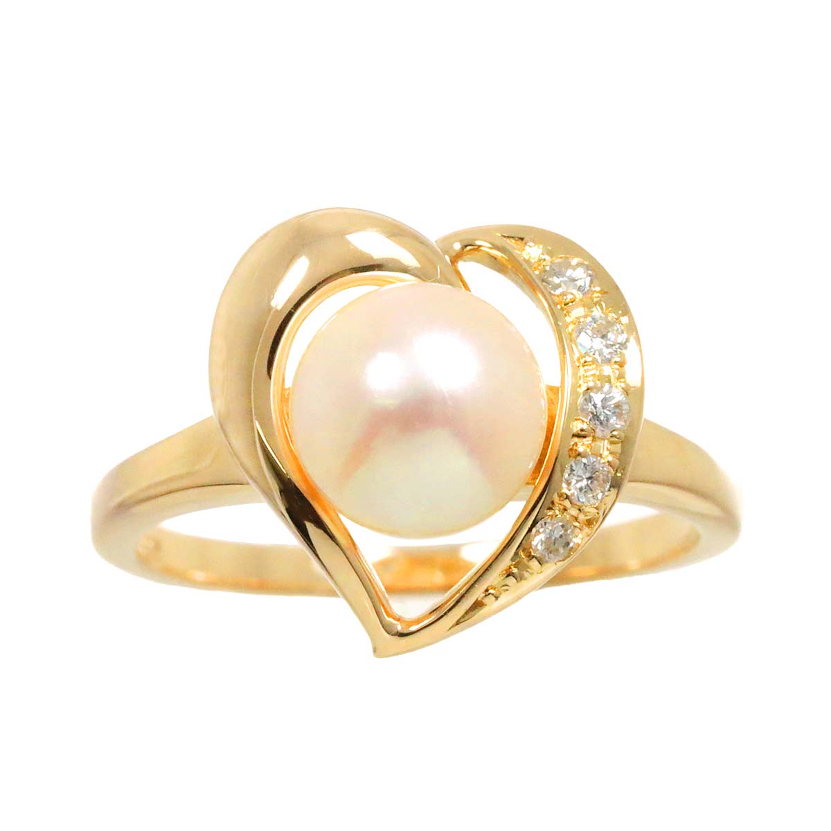 TASAKI Akoya Pearl Diamond Ring 18K PG 750 Size4.75-5(US)