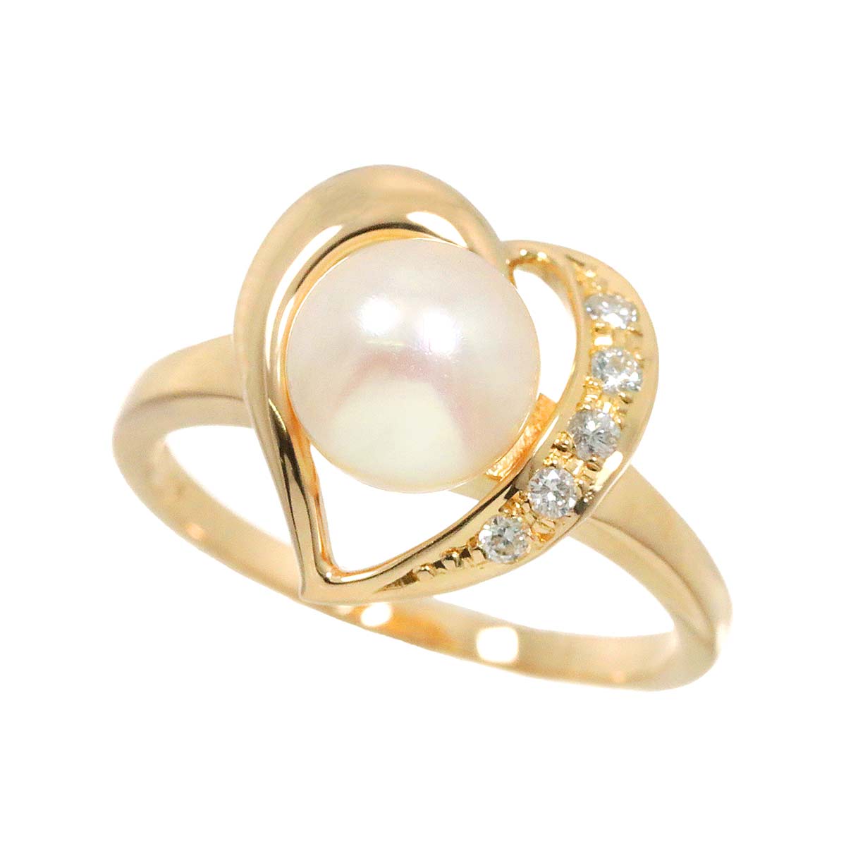 TASAKI Akoya Pearl Diamond Ring 18K PG 750 Size4.75-5(US)