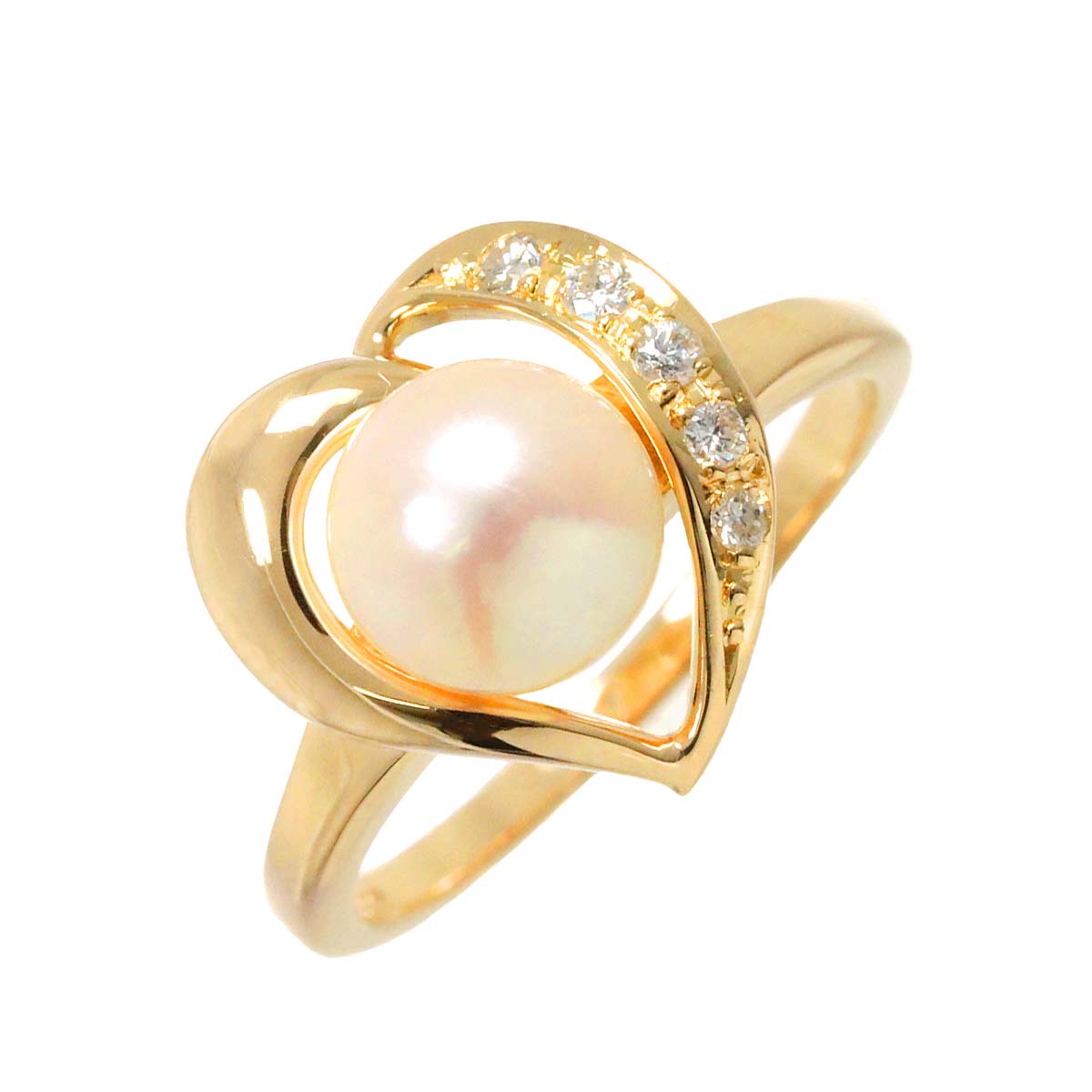 TASAKI Akoya Pearl Diamond Ring 18K PG 750 Size4.75-5(US)