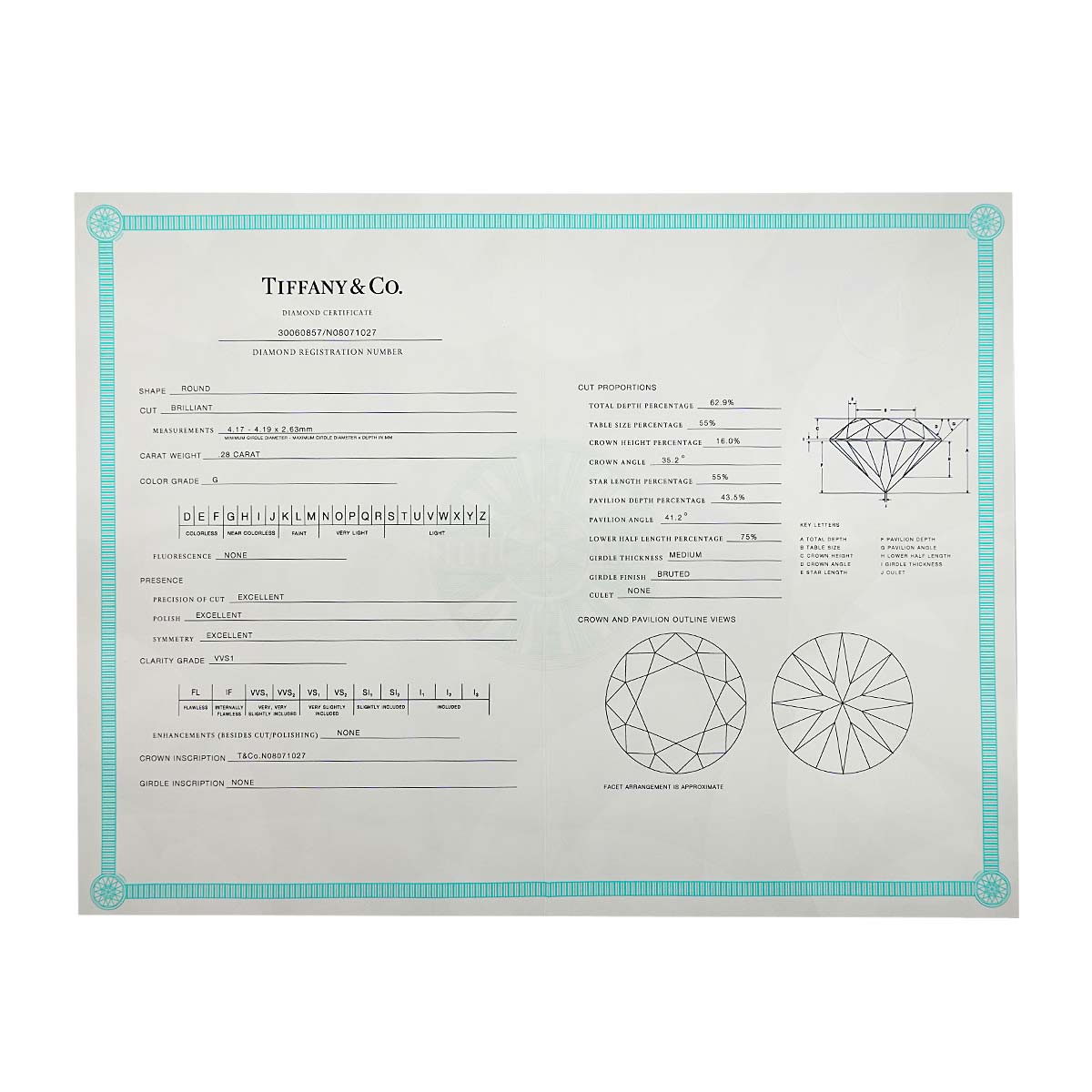 Diamond 0.28ct G/VVS1/3EX Ring Platinum Size4.5(US)