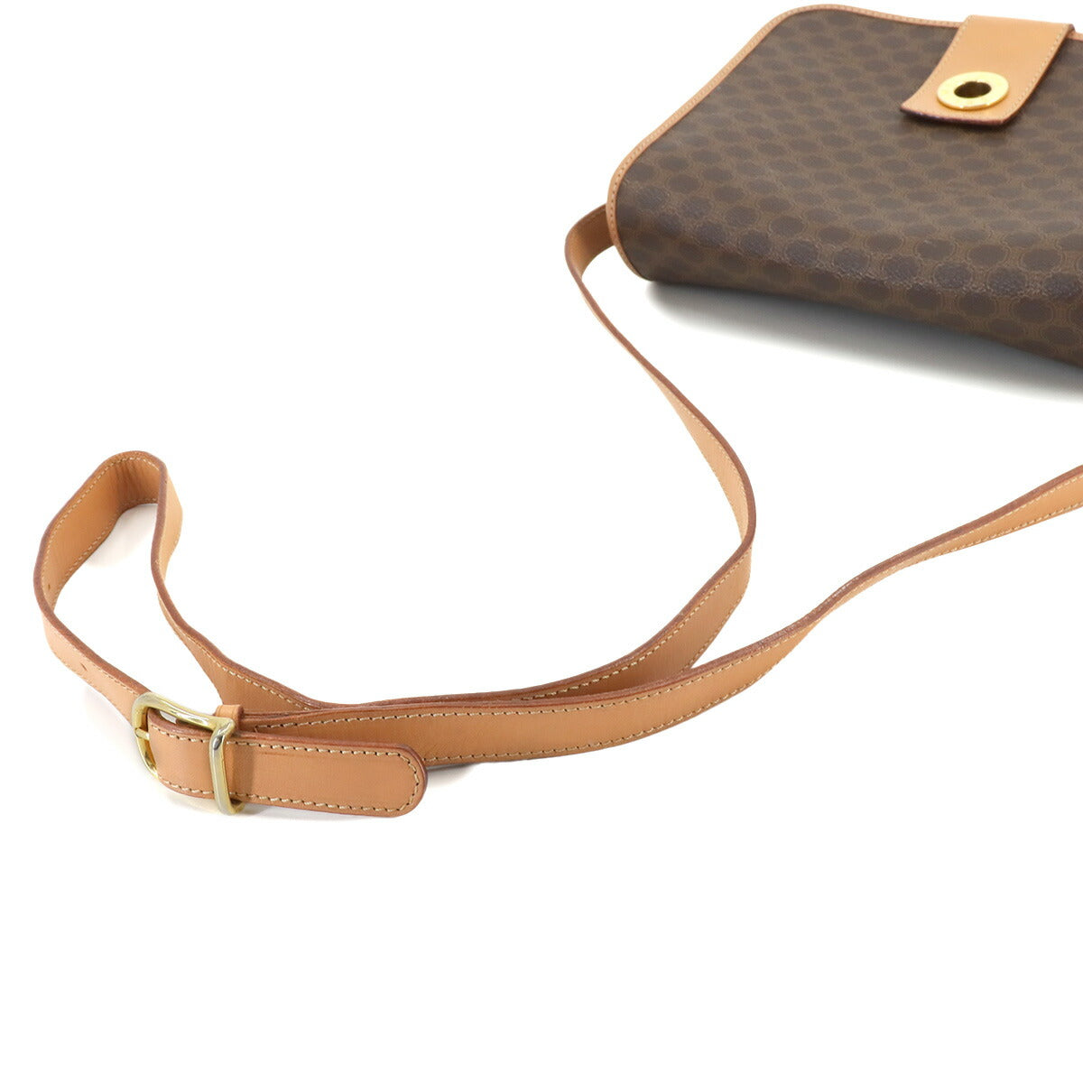 Macadam Shoulder Bag Leather PVC Brown Circle Logos Vintage