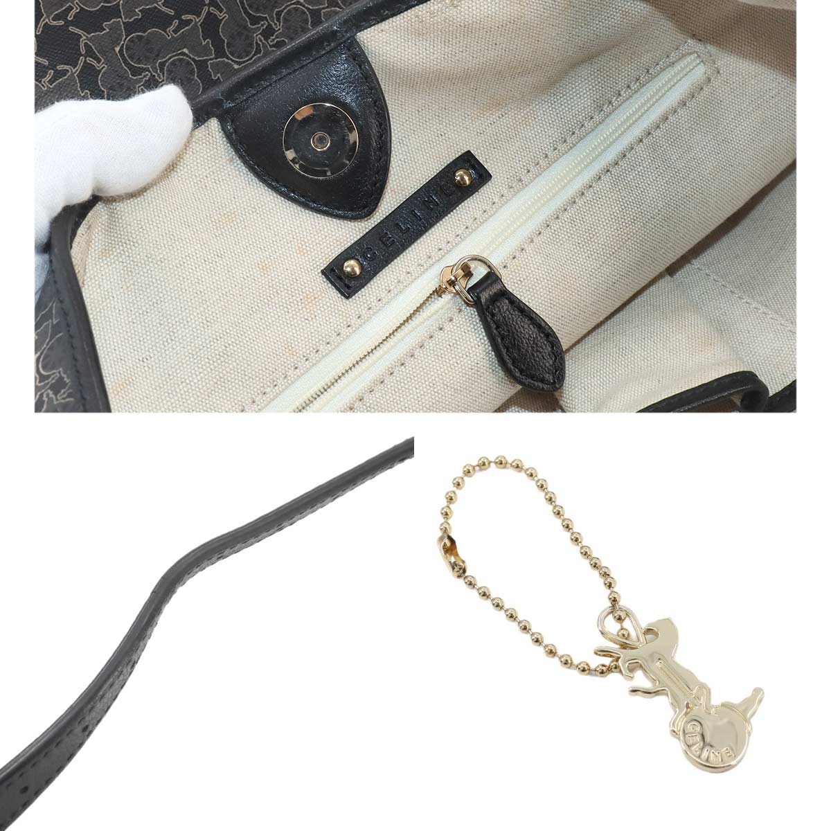 CELINE Sulky 2way Tote Shoulder Bag PVC Leather Black Vintage