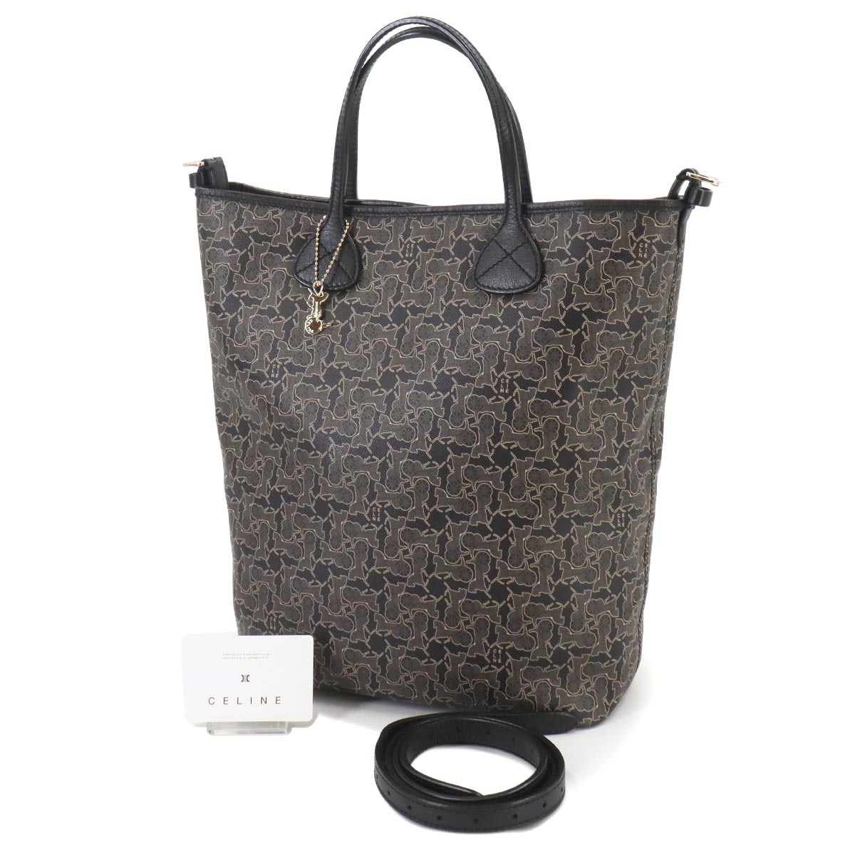 CELINE Sulky 2way Tote Shoulder Bag PVC Leather Black Vintage