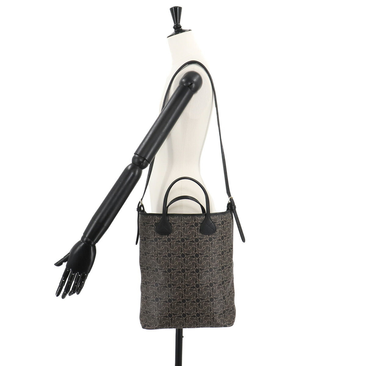 CELINE Sulky 2way Tote Shoulder Bag PVC Leather Black Vintage